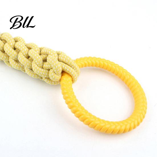 Strong Dog Chew Toy Pet Double Loop Design Cotton Rope Interactive Puppy Canine Bite-resistant Teeth Oral Health Safe Double-loop