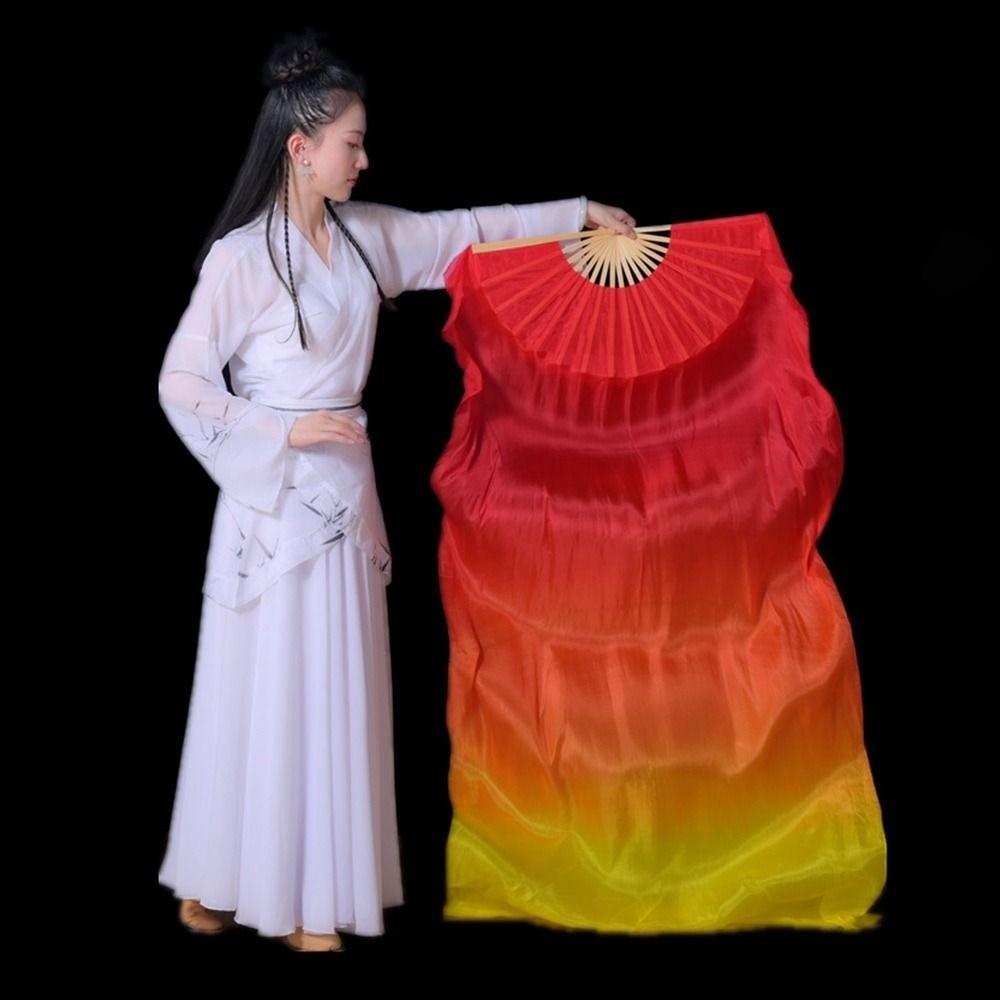 120/150/180cm Gradient Color Dancer Fan Right&Left Hands Rayon Silk Fans