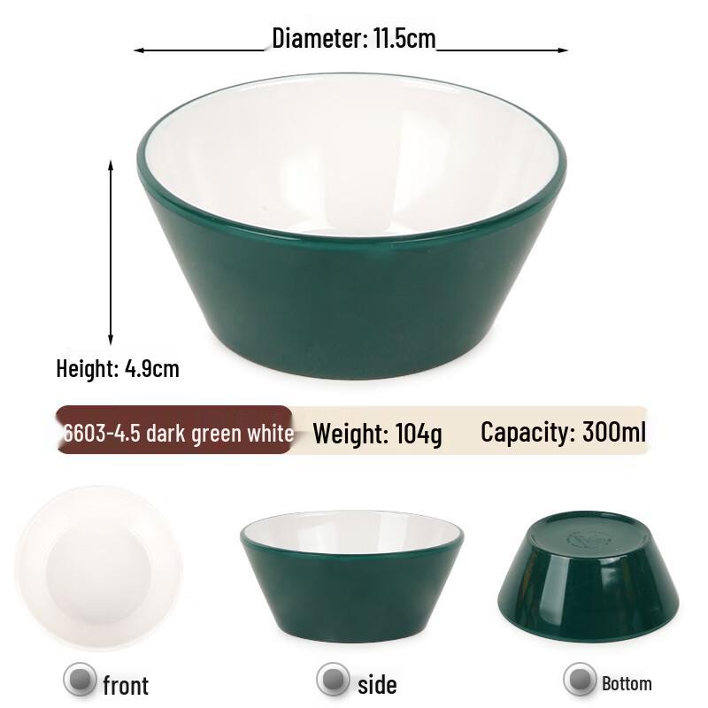 Dual-Color Melamine Small Rice Bowl Set (10-Pack)
