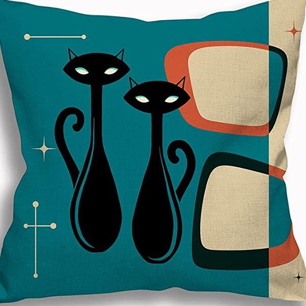 Kitten Gift Pillowcase Cute Pet Printed Linen Pillow Cushion Cover Bedside Living Room