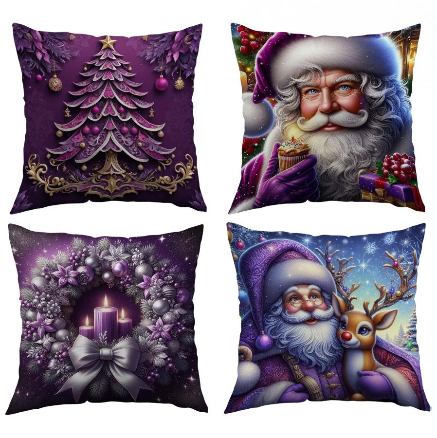 Christmas Snowman Pillow Cover Christmas Tree Gift Pile Home Bedroom Decoration Cushion Cover Bedside Pillow