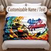 Music General Theme Soft Blanket Personalized Custom Name Text Print Warm Blanket Home Sofa Bedroom Decor