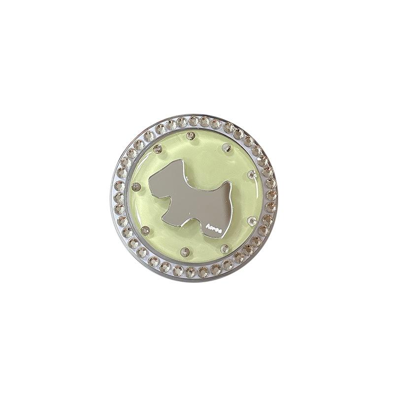 Rhinestone Puppy Mirror Magnetic Suction Solid Color Round Mobile Phone Airbag Bracket Retractable Wind Portable Ring Buckle