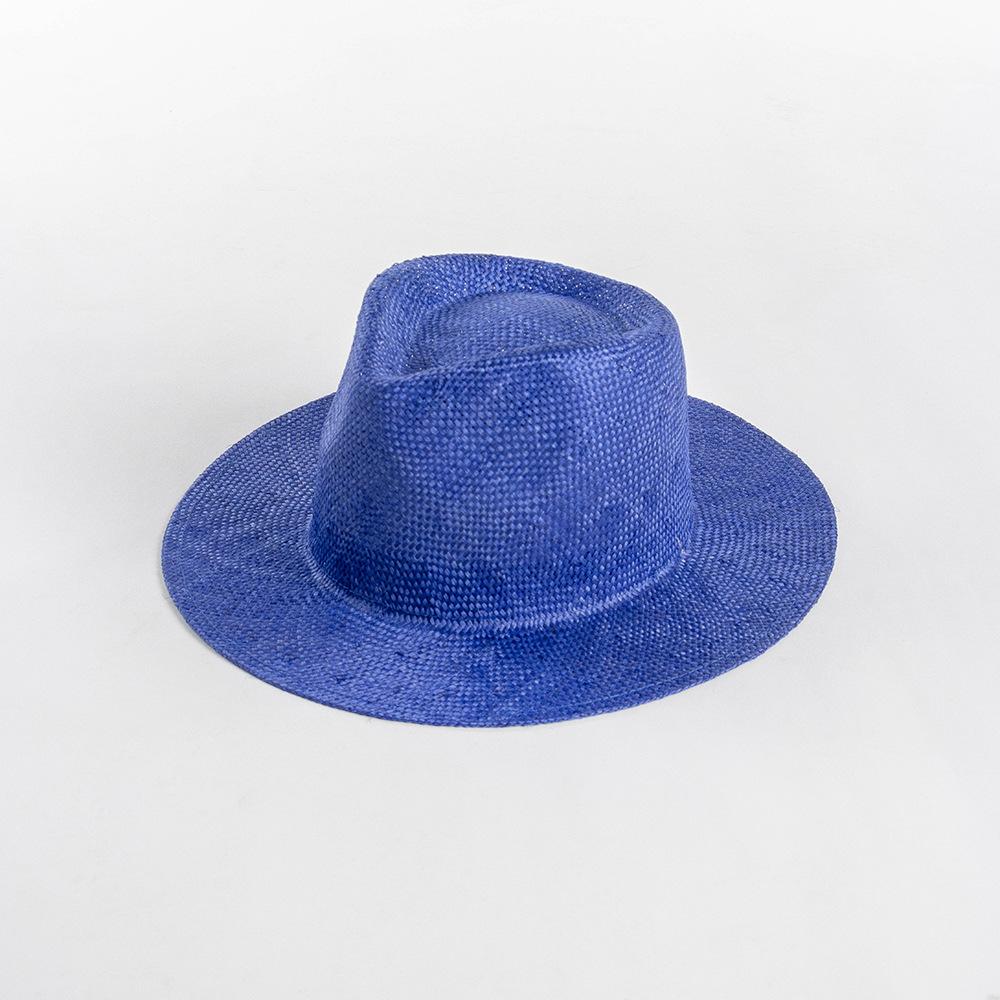 Spring and summer new fashion casual dyeing natural hand-woven sisal jazz hat outdoor travel sunscreen shading straw hat tide