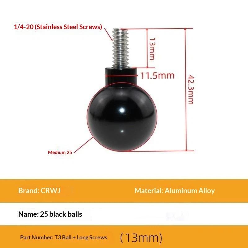Aluminum 15Mm/17Mm/19Mm/20Mm/25Mm Ball Head Adapter To M6 1/4 Bolt For Motorcycle Phone Holder Car Bracket Camera Stand