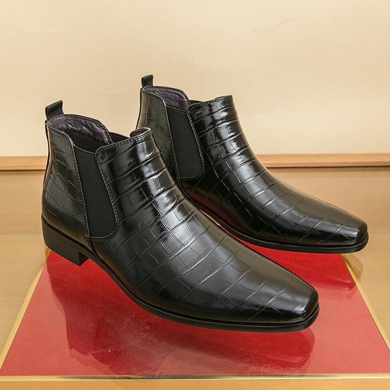 Fashion High-quality Men's Pointed Business Casual Short Boots Fashion Brand Men's Autumn New Style Comfortable Chelsea Leather Shoes