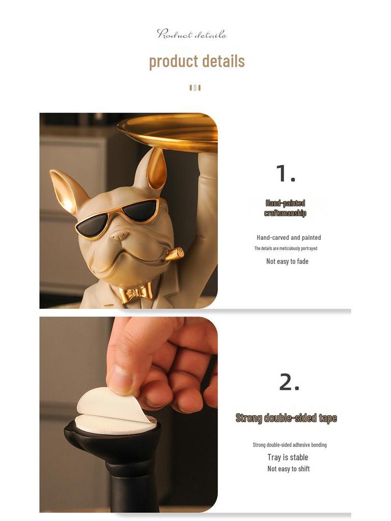 Luxurious Bulldog Key Holder and Storage Tray for Entryway Decor
