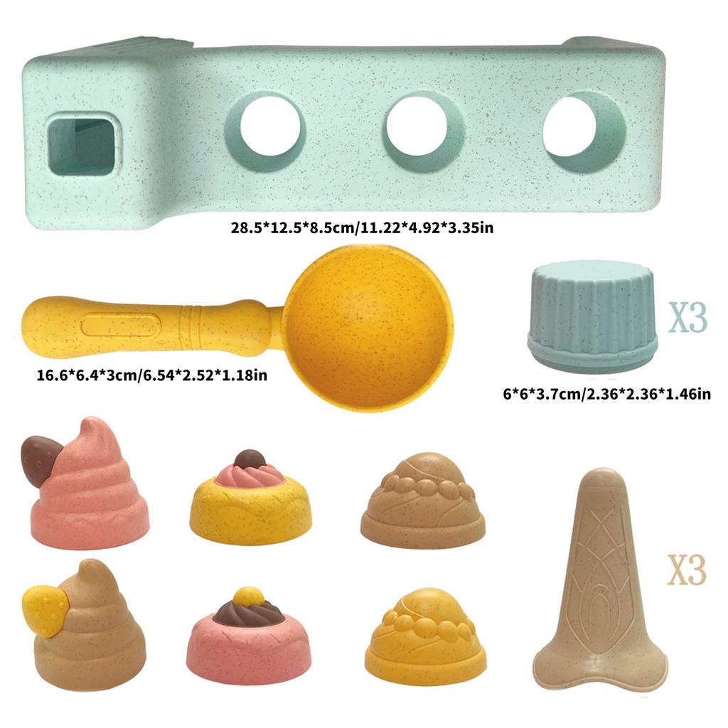 Washable Ice Cream Pretend Play Accessories Safe Educational Sand Play Set Toy For Preschooler Wheat Straw Sandpit Toy