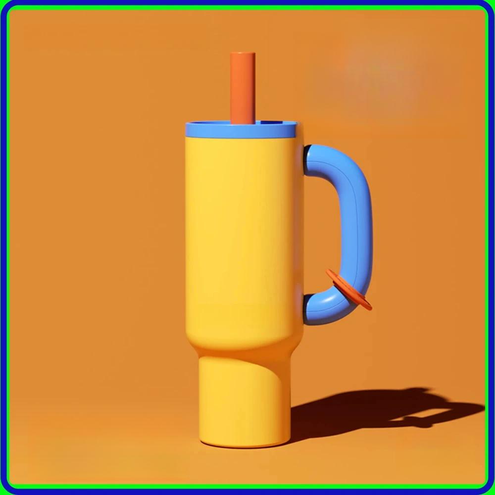 

Chakolab High-capacity Cup with Straw Stainless Steel Vacuum Cup Silicone Pad 1050ml Pp Portable Ice King Cup for Coffee Man 1050ml