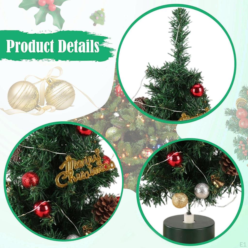 Lighted Tabletop Artificial Christmas Tree Ornament Gift Art Crafts Desktop Xmas for