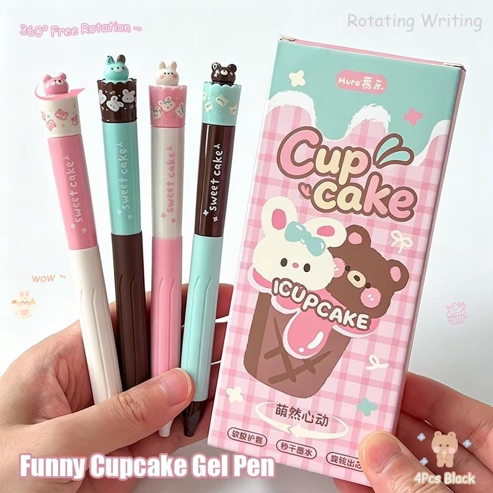 4PCS Smooth Writing Teacup Dog Gel Pen 0.5mm Stationery Pen Funny Quick-drying Black Pen Office Use