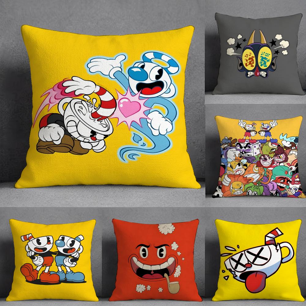 C-cuphead Anime Pillow Case Pillowcase, Double-sided Printed, Sofa Cushion, Bedroom Headboard Pillow