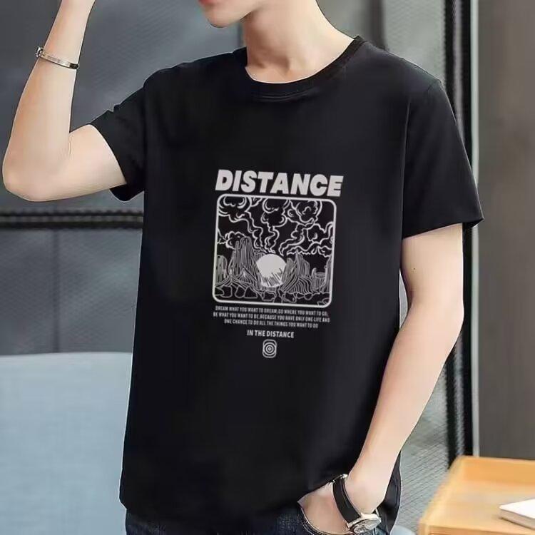 Summer Fashion Round Neck T-shirt Men's Trend Versatile Tops Short-sleeved Printed New T-shirt