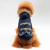 Pet Dog Clothes Cat Autumn And Winter Clothes Winter Warm Horns Buckle Cap Dog Clothes Blue Xxl