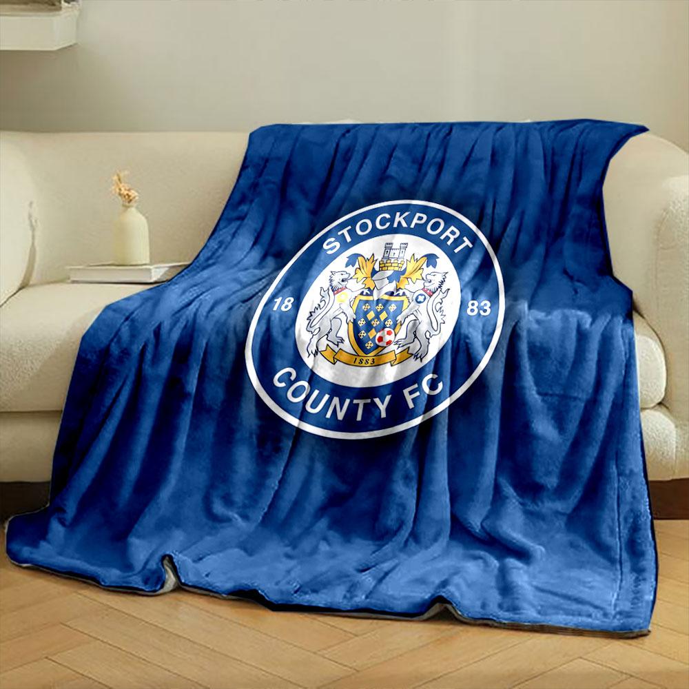 Stockport County FC Emblem print blanket soft and cozy perfect for the living room bed sofa or a nap,gift