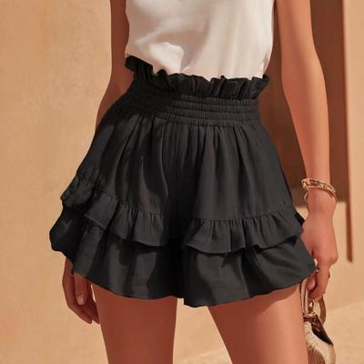Fashion Ruffled High Waist Casual Shorts For Summer Beach Vacation