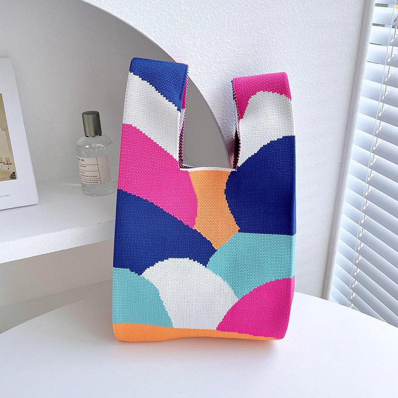 Colorful Knitted Handbags: Women's Fashion Shoulder Bags & Vest Waistcoat Styles