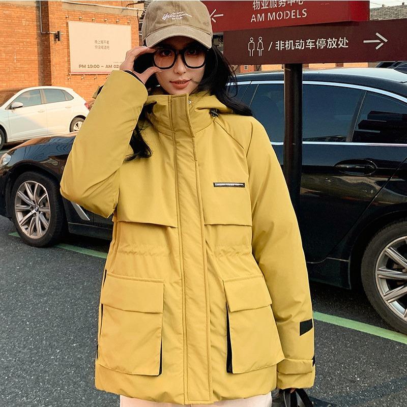 New hooded cotton clothes women's winter thickened warm outdoor tooling loose big pocket jacket