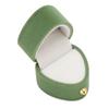 Ring Box Heart Shape Exquisite Romantic Small Flannel Ring Case for Proposal Engagement Wedding Green