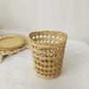 Picnic Props Straw Woven Basket with Handle Tea Cup Cover Practical Storage Basket