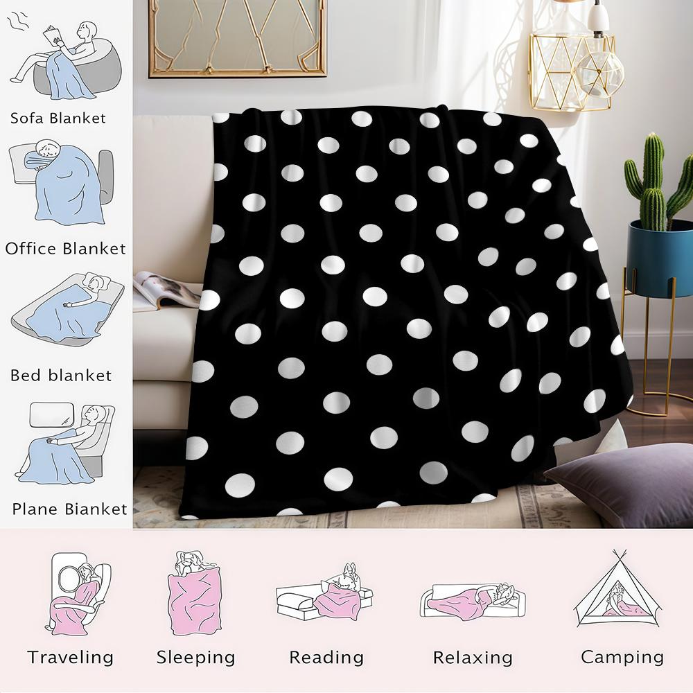 Schwarz-Weiß gepunktete Flanelldecke Warm Weich Halloween Weihnachten Sofa Warm Gemütlich Dekorative Dekoration Geschenk für Alle Jahreszeiten