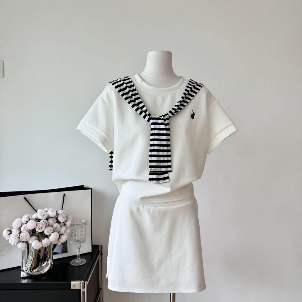 Korean Style Casual Sporty Women's Summer Three-Piece Outfit - Loose Pony Shawl Set