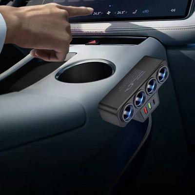 Car Charger Multiple Ports 1 To 4 Car Adapter With PD 30W/QC3.0 Fast Charging High-Speed Car Charging Station Vehicle Charging