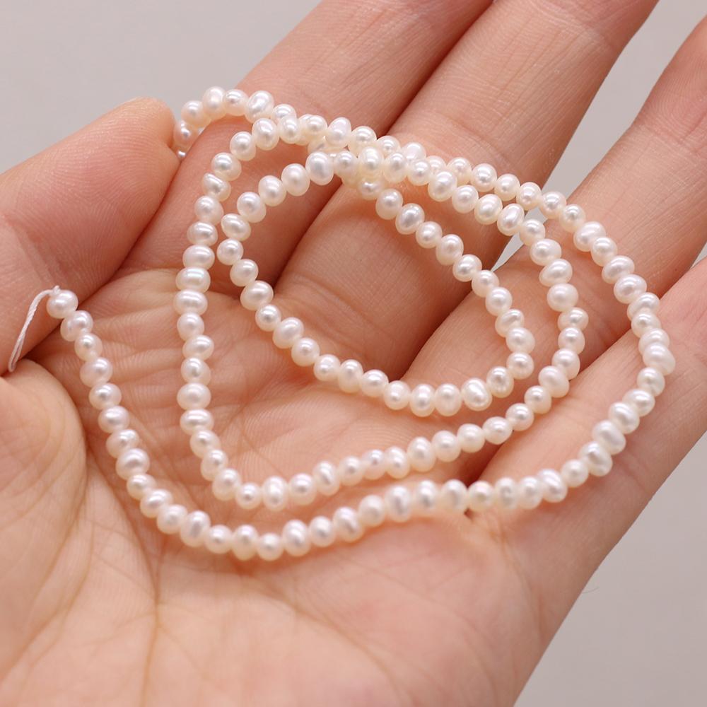 

1String, White Near Round Pearl 3-3.5mm, Fashion Women Natural Freshwater Pearl Beads for Jewelry Making DIY Crafts, Luxury Bulk Gifts 36cm 1String/3-3.5mm-36cm белый