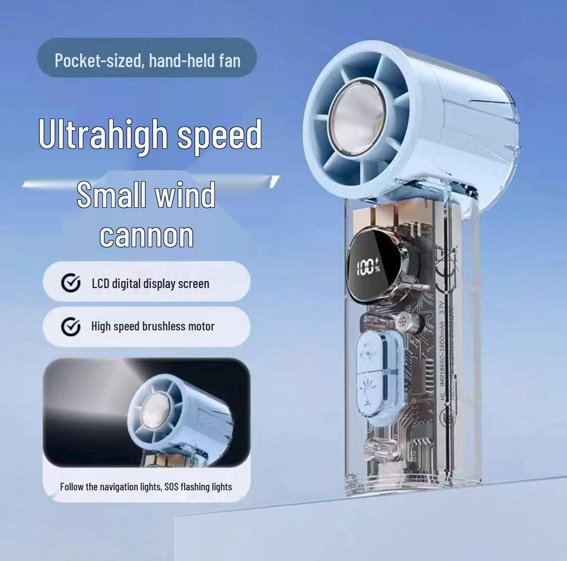 

Portable USB Rechargeable Night Light Fan: Handheld, Silent, with 100-Speed Adjustment and Long-Lasting Airflow 11*4*2.5cm