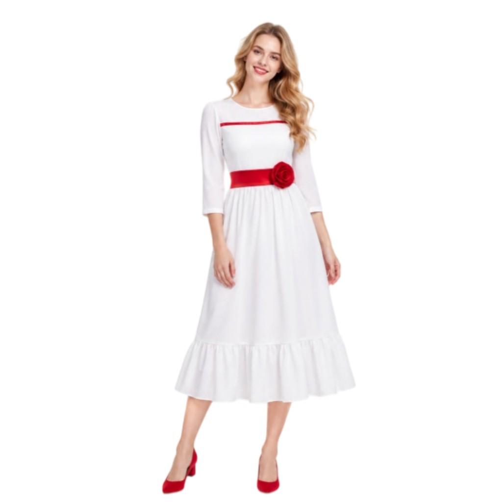 Annabelle Cosplay Costume For Halloween Ghost Doll Stage Performance In White Fabric