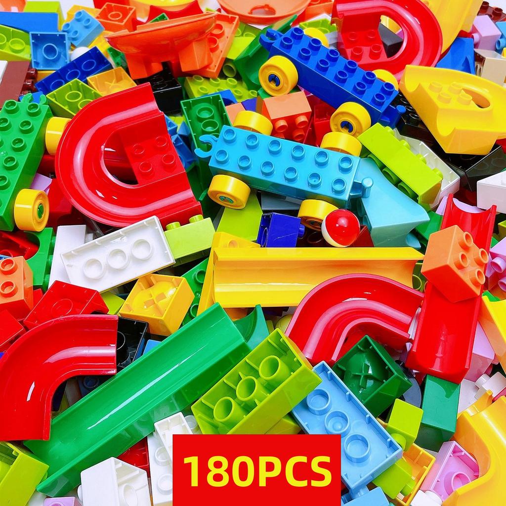 Non-Toxic 180Pcs Building Blocks Baseplate Marble Race Run Track Classic Basic Bricks Compatible Parts Slide Assembly Toy Construction