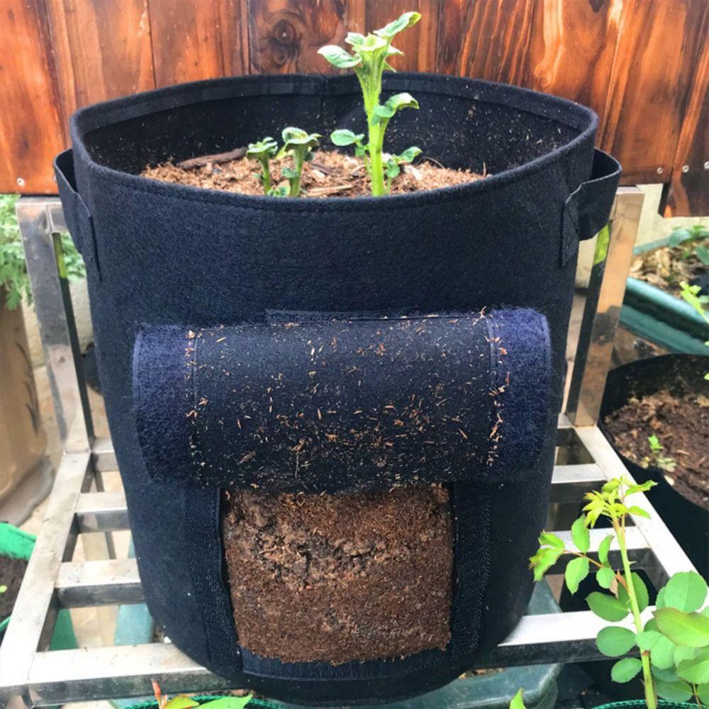 Multi-purpose Thicken Plant Grow Bags Access Flap Harvest Window Potato Pot Aeration Handles Vegetables Planter Tub Outdoor