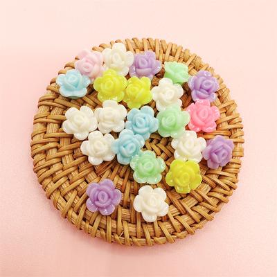 20 Stück 13 mm cremefarbene dreidimensionale Blumen-lose Perlen für handgefertigtes Material, handgefertigtes DIY-Schmuckzubehör