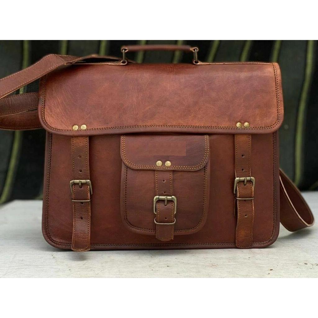 Bag Satchel  Leather Bag Men's Vintage Laptop Messenger Briefcase