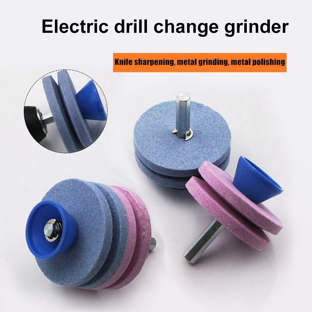 Quick Install Lawn Mower Edge Sharpener Double-layer Grinding Wheel  Electric Drill