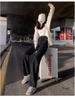 Women's Black-Grey High-Waisted Wide-Leg Denim Jeans - Spring/Summer 2022 Style