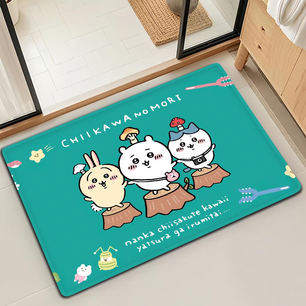 

Cute Cartoon C-Chiika-waE Usagi Door Mat Bath Microfiber Decorative Versatile Flannel Floo Mat Quick Dry Absorbent Non-slip Sole 40cm x 60cm