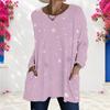 Women Plus Size Round Neck Long Sleeve Printed Light Purple Loose T Shirt With Pockets