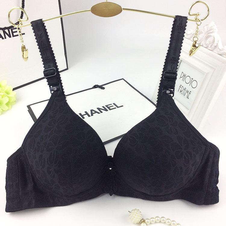 Women's solid color bra comfortable no steel ring bra no magnetic no steel ring middle-aged and elderly breathable underwear underwear direct batch