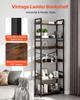 Industrial Bookshelf, 6-Tier, Vintage Ladder Shelf Bookshelves and Bookcases, with Metal Frame, Book Organizer with Open Shelves, for Living Room,