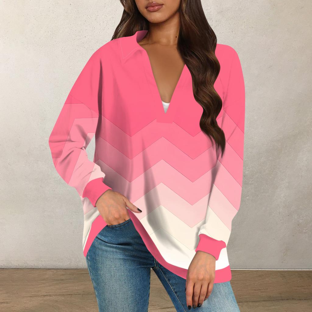 Womens Oversized Sweatshirts Fall Tops Long Sleeve V Neck Casual  Printing Pullover Top Cute Daily Clothes