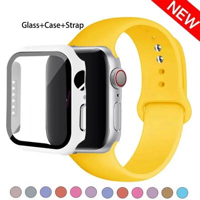 Glas+Hülle+Armband Für Apple Watch Armband 46mm 45mm 44mm 41mm 40 38mm Silikon-Uhrenarmband Armreif iWatch Serie 10 9 8 7 6 5 4 3 SE