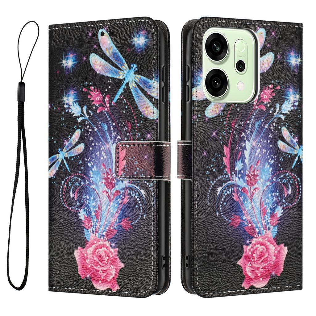 For Oppo Reno14 Pro 5G (China)/Oppo Reno14 Pro 5G (Global) Wallet Case Pattern Printing PU Leather Phone Cover with Lanyard