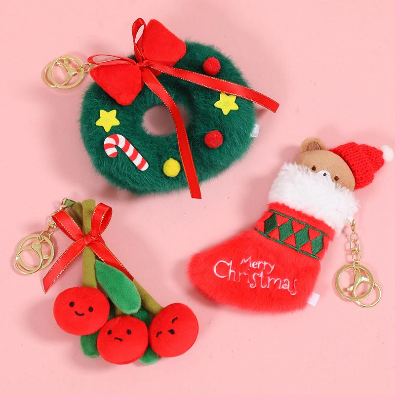 Adorable Merry Xmas Plush Toy Holiday Present Stuffed Gentle Santa Claus Gingerbread Man Sock Bell Tiny Xmas Tree Home Decor