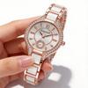Fashion Alloy Ceramic Quartz Watch With Steel Band For Women