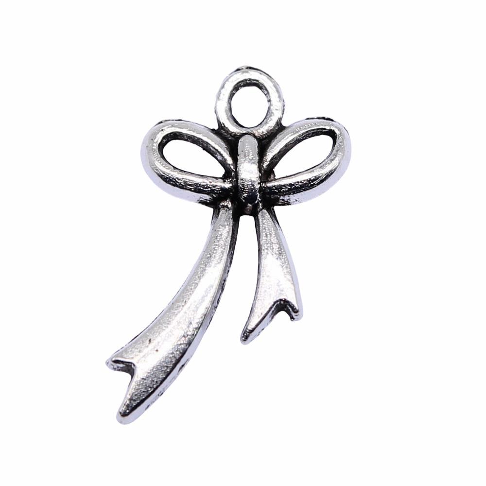 

20шт Бант Амулеты Античное серебро Цвет Цинковый сплав 20X11mm