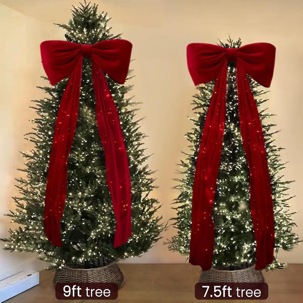 Dekoracje Świąteczne 180cm Gigantyczne Kokardy Duża Czerwona Aksamitna Kokarda na Czubek Drzewka Okno Ściana Kominek Wewnętrzna Dom Pokój Impreza Walentynki Dekoracja Świąteczna