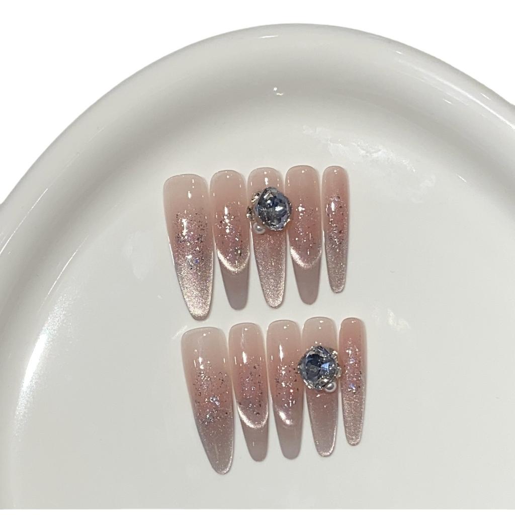 Pure Desire Ice-transparent Pink Smile Cat Eye Sequins Pearl Pile Square Diamond Ambiguous Patch Wear Armor