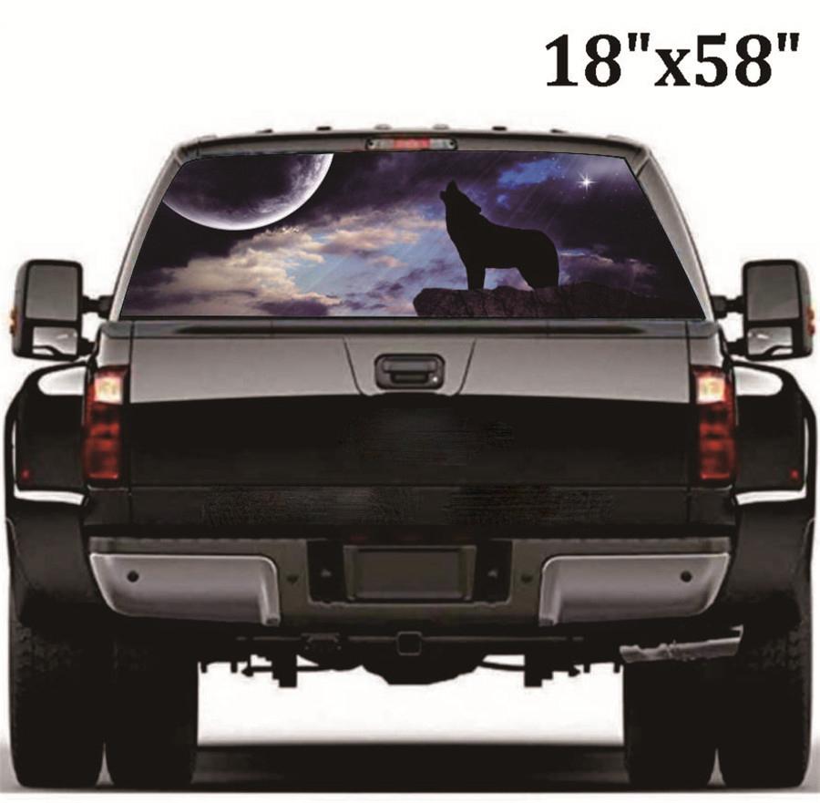 Car Truck SUV RearWindow Sticker Starry Sky Wolf Graphic Decal