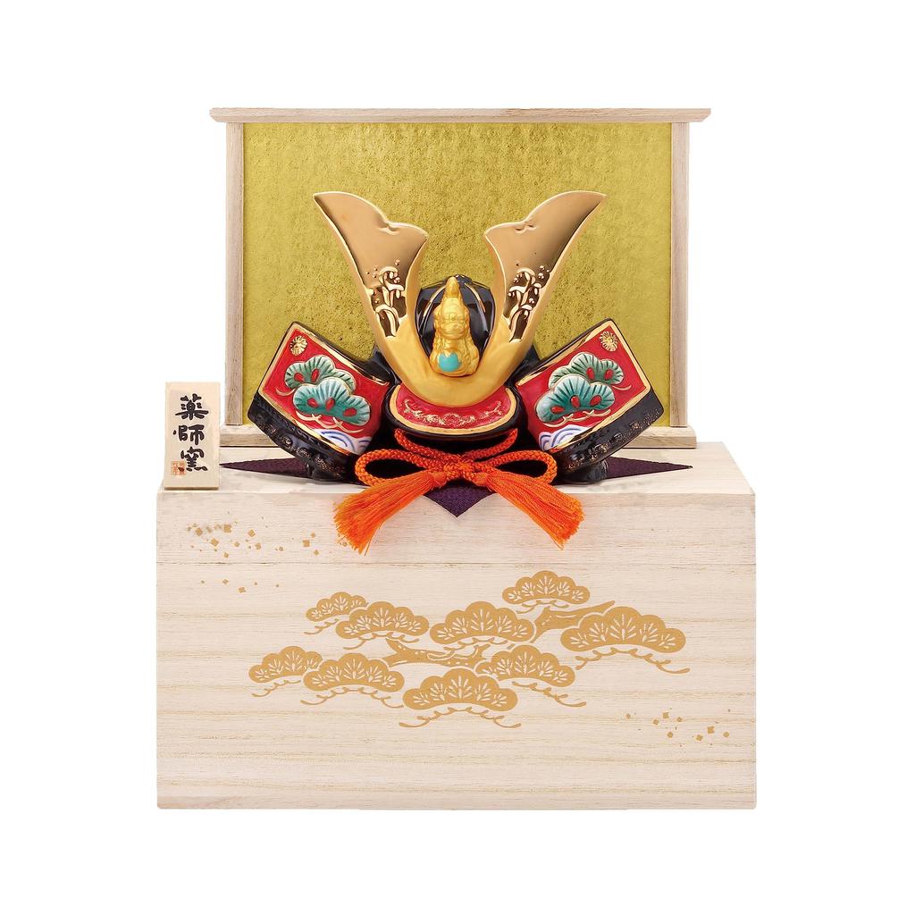 Yakushi Kiln May Made In for Colorful Success Helmet with Paulownia Wood Storage Doll, Japan, Boys' Day, Mini, Compact, Palm-Sized, Ceramic, Painting,